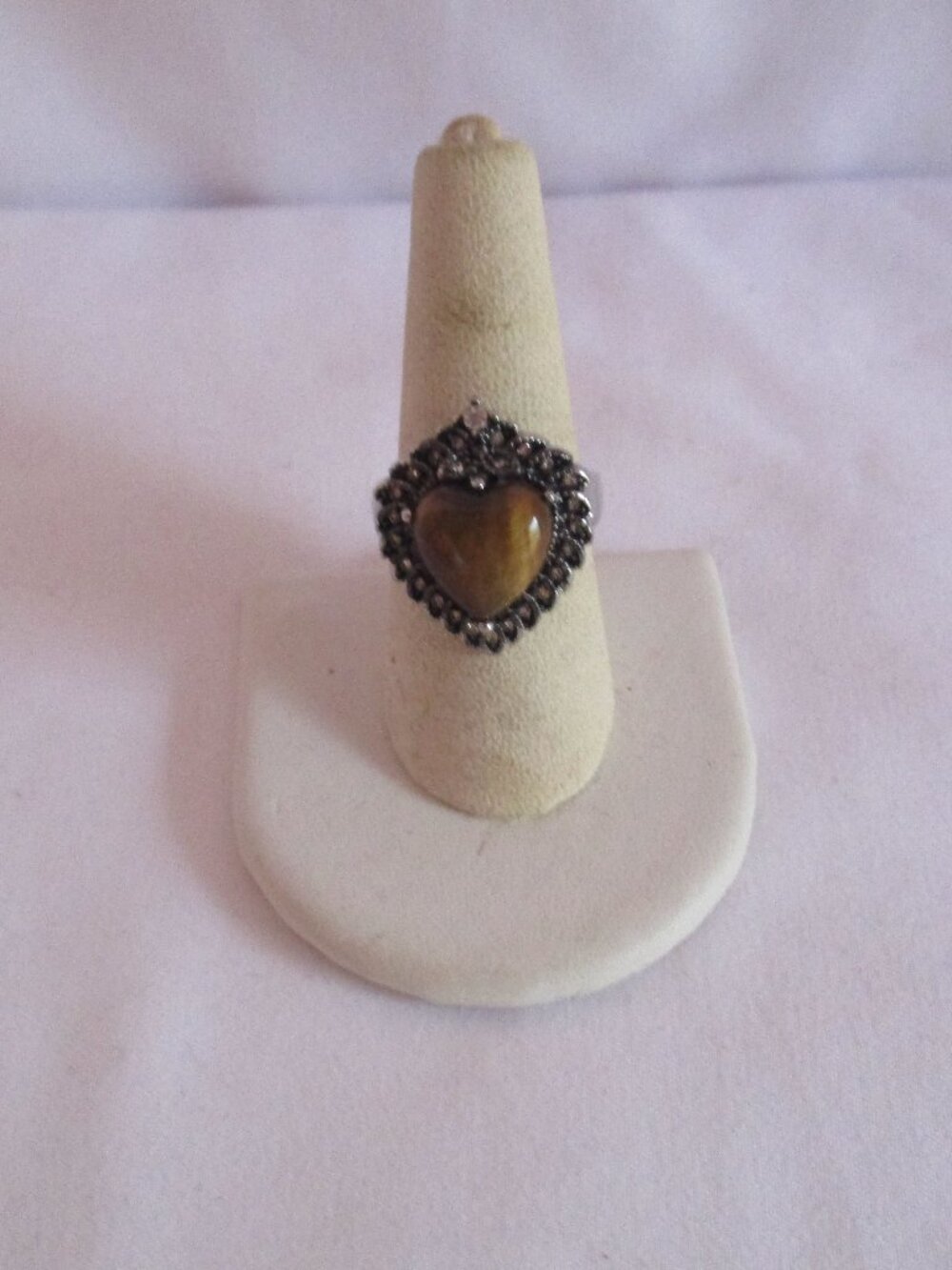 South African Tigers Eye Austrian Crystal Ring Stainless Steel Size 8 TGW 4.002